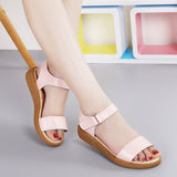 Summer Women Sandals Casual White Leather Flat Sandals Lady zapatos de mujer Mart Lion   