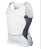 Summer Base Layer Running vests for men's Tank Tops compression Gym Bodybuilding sleeveless Fitness Training White Running Shirt Mart Lion White S 