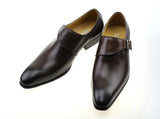 Men's Dress Shoes Classic Leather Buckle Monk Strap Dark Brown Black Office Shoes Men MartLion   