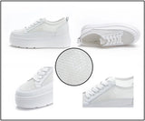 Genuine Leather Shoes Women Sneakers Height Increasing Casual White Footwear Spring Summer Thick Sole 5cm MartLion   