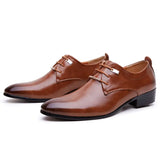 Men's Formal Dress Shoes Oxford Men PU Leather Lace-Up Pointed Toe British Style Brown Black MartLion   