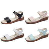 Summer Women Sandals Casual White Leather Flat Sandals Lady zapatos de mujer Mart Lion   