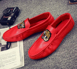 Men's Leather Casual Shoes Spring Summer Trend Lightweight Tiger Embroidery Cool Loafers Driving Mart Lion   