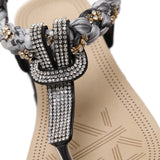 Platform Sandals For Women Bohemia Beach Rhinestone T-Strap Shoes MartLion   