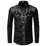 Men's Western Cowboy Shirt Stylish Embroidered Slim Fit Long Sleeve Party Design Banquet Button Down Mart Lion   