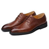 Men's Luxury Crocodile Grain Leather Lace-Up Dress Shoes Casual Party Wedding Flats Office Oxfords Mart Lion Auburn 6 