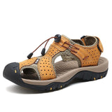 Vancat Genuine Leather Men's Sandals Summer Beach Outdoor Casual Sneakers shoes Mart Lion yellow 7 