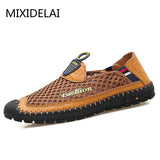 Casual Leather Shoes Men's Loafers Spring/Summer Mesh Flats Breathable Driving Moccasins Mart Lion   