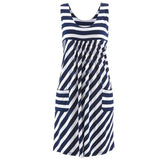 striped dress  summer dress  loose simple sleeveless dress women's clothing MartLion WHITE M 