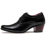 Luxury Men's Dress Wedding Shoes Glossy Leather 6cm High Heels Pointed Toe Heighten Oxford Party Prom X-196 MartLion   