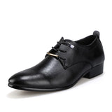 Men's Formal Dress Shoes Oxford Men PU Leather Lace-Up Pointed Toe British Style Brown Black MartLion Black 6 