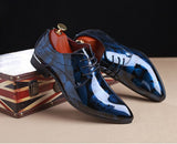 Vintage Design Men's Print Patent leather Dress Shoes  Casual Lace-up Flats Mart Lion   