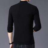 Spring Slim Fit T Shirt Men's Cotton Long Sleeve Irregular Collar Solid Color Clothes Mart Lion   