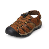 Genuine Leather Men's Sandals Summer Shoes Beach Outdoor Casual Sneakers Mart Lion brown 6.5 