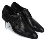 Knitted Leather Men's Office Dress Shoes Oxfords Derby Pointed Toe Wedding Party Formal Oxfords MartLion as pic 2 6.5 