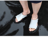 Men's Slippers Summer Flat Summer Shoes Breathable Beach Slippers Split Leather Flip Flops Mart Lion   