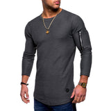 T-shirt men's spring summer top long-sleeved cotton bodybuilding folding Mart Lion Gray M 