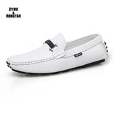 Men's Loafers Real Leather Shoes Boat Shoes Casual Leather Flat MartLion WHITE 6.5 