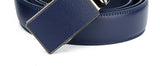 Men's Blue Genuine Leather Dress Belt Ratchet Automatic Buckle Belts MartLion   