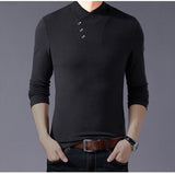 Spring Slim Fit T Shirt Men's Cotton Long Sleeve Irregular Collar Solid Color Clothes Mart Lion   