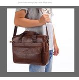  Men's Genuine Leather Handbags Casual Leather Laptop Bags Travel Messenger Crossbody Shoulder Mart Lion - Mart Lion