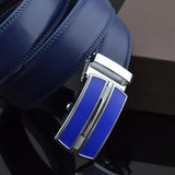 Belts Men's Genuine Leather Luxury Waist Strap Blue Automatic Buckle Jeans Belts MartLion   