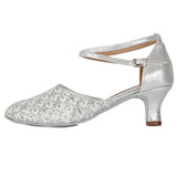 modern Ballroom Salsa tango dance shoes girls women's ballroom MartLion Silver-6    5cm 36 