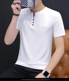 Summer Top Men's T-shirt Casual Short Sleeve Cotton Slim Fil Solid Color Cotton Mart Lion   