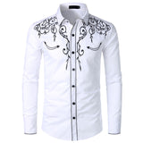 Stylish Western Cowboy Shirt Men's Brand Design Embroidery Slim Fit Casual Long Sleeve Wedding Party Mart Lion   