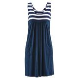 striped dress  summer dress  loose simple sleeveless dress women's clothing MartLion   