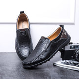 Men's Light Casual Shoes Luxury Brand Genuine Leather Loafers Moccasins Breathable Slip On Boat Mart Lion Black 6 
