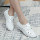 Genuine Leather Women casual sneakers shoes ladies flats canvas moccasins loafers Wedding footwear MartLion   