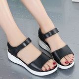 Genuine Leather Women sandals shoes Platform ladies white Sneakers summer open toe High Heel footwear MartLion   