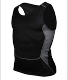 Summer Base Layer Running vests for men's Tank Tops compression Gym Bodybuilding sleeveless Fitness Training White Running Shirt Mart Lion Black S 