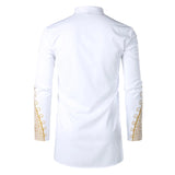 Men's Slim Fit Long Sleeve Dress Shirts White Dashiki Print Shirt Streetwear Casual Shirt MartLion   