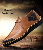 Men's Shoes Casual Split Leather Lace Up Flats Mart Lion   