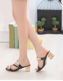 Summer Women Shoes Heel Sandals Peep toe Ladies Shoes High Heel Gold Heels 7cm MartLion   