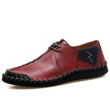 Men's Shoes Casual Split Leather Lace Up Flats Mart Lion   