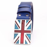 British Flag Pattern Belts Genuine Leather Metal Buckle Union Jack Jeans Waistband Trousers MartLion   