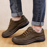 Men's casual shoes genuine cow leather winter warm oxford classic style antiskid sneakers Mart Lion   