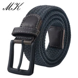 Canvas Belts  Men's Metal Pin Buckle Military Tactical Strap Elastic Belt MartLion black 100cm 