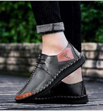 Men's Shoes Casual Split Leather Lace Up Flats Mart Lion   