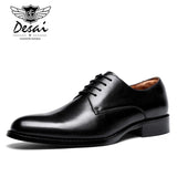 Men's Genuine Leather Shoes Dress Elegant Gentleman Oxford Simple British Style Wedding MartLion Black 6 