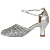 modern Ballroom Salsa tango dance shoes girls women's ballroom MartLion Silver-5    7cm 36 