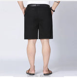 Men Shorts Middle Aged Cotton Thin Straight Casual Father Khaki Grey Black White Male Summer MartLion   