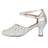 modern Ballroom Salsa tango dance shoes girls women's ballroom MartLion Silver-6    7cm 36 