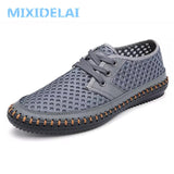 Summer Breathable Mesh Men's Casual Shoes For Handmade Lace-Up Loafers Mart Lion   