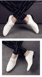 Men's Patent Leather Shoes White Wedding Black Leather Soft Dress Mart Lion   