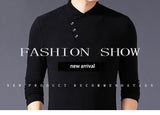 Spring Slim Fit T Shirt Men's Cotton Long Sleeve Irregular Collar Solid Color Clothes Mart Lion   