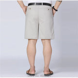 Men Shorts Middle Aged Cotton Thin Straight Casual Father Khaki Grey Black White Male Summer MartLion   